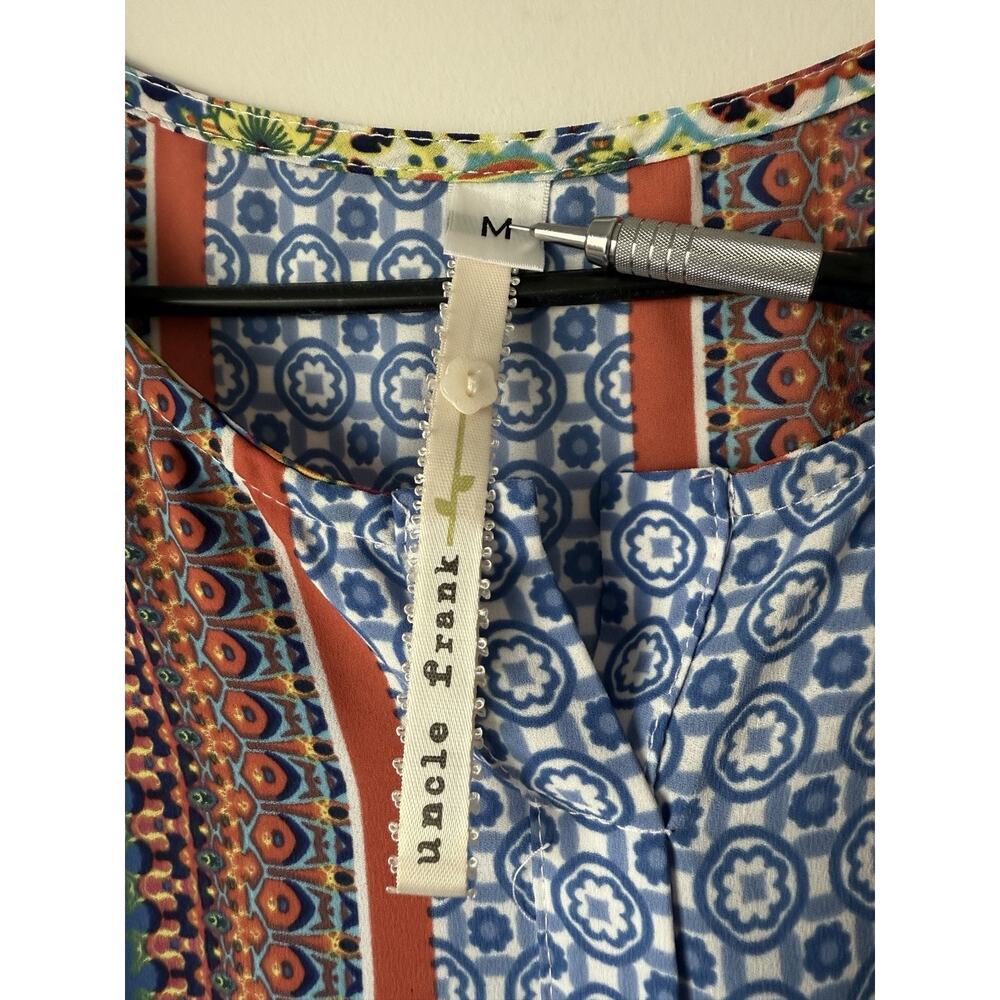 Uncle Frank Anthropologie Boho Tunic Geo Floral Dress Size M Multicolor Beach - Picture 3 of 6